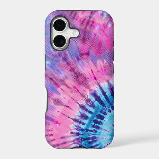 Textured Pink Purple Blue Tie Dye Burst iPhone 17 Case
