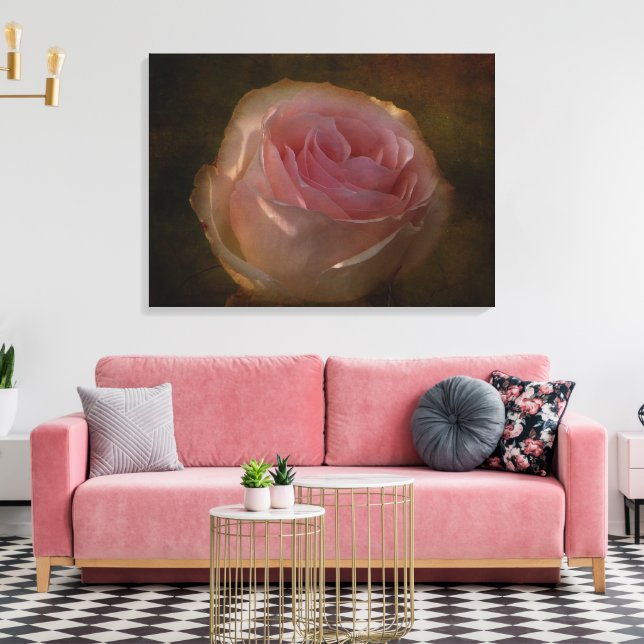 Textured Pink Rose Canvas Print (Insitu(LivingRoom))