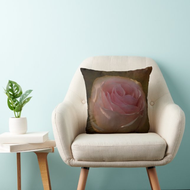 Textured Pink Rose Throw Pillow (Chair)