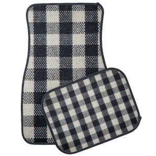 Textured Plaid Cotton Fabric Background Car Floor Mat