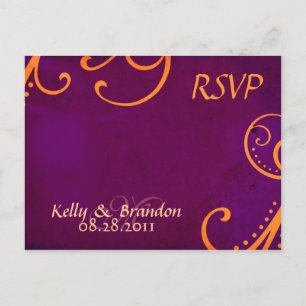 Textured Plum w/Orange Swirls RSVP Postcard