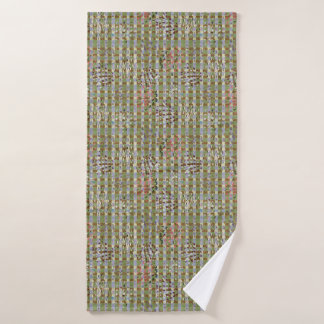 Textured Pointillism Grid Pattern Artwork Bath Towel