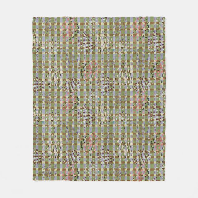 Textured Pointillism Grid Pattern Artwork Fleece Blanket (Front)