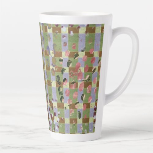 Textured Pointillism Grid Pattern Artwork Latte Mug
