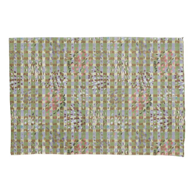 Textured Pointillism Grid Pattern Artwork Pillow Case (Front)