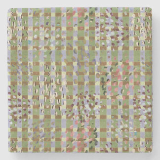 Textured Pointillism Grid Pattern Artwork Stone Coaster
