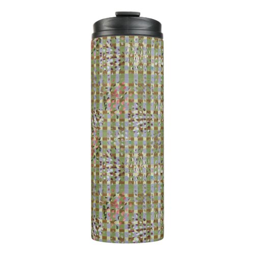 Textured Pointillism Grid Pattern Artwork Thermal Tumbler