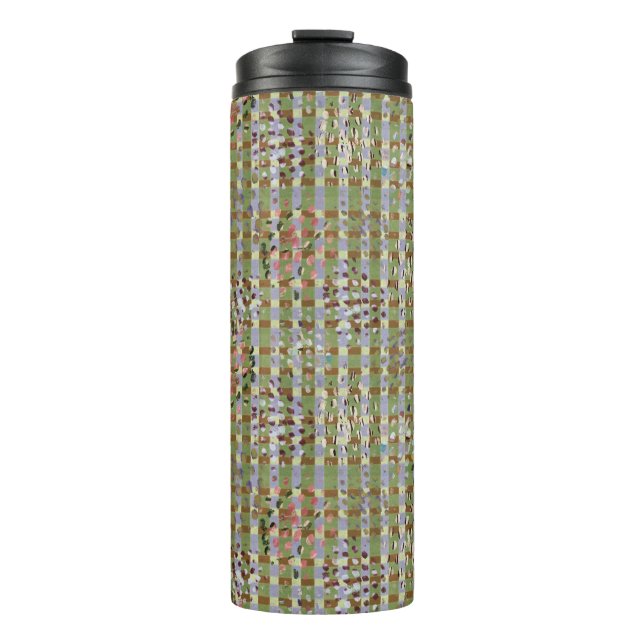 Textured Pointillism Grid Pattern Artwork Thermal Tumbler (Front)