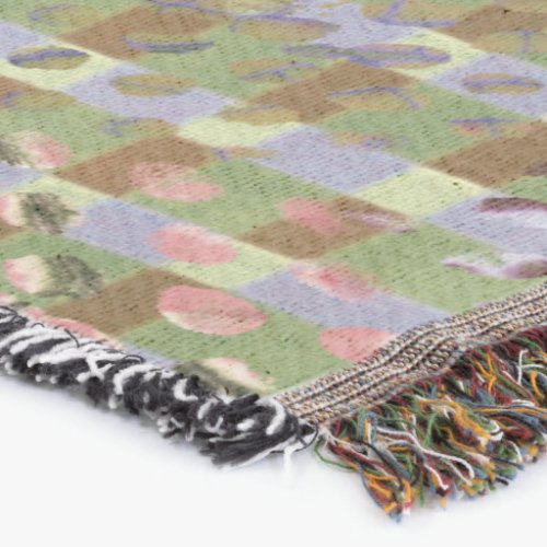 Textured Pointillism Grid Pattern Artwork Throw Blanket