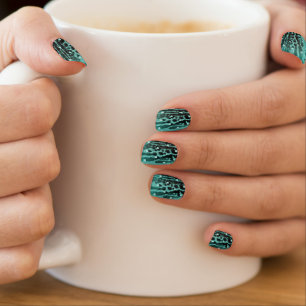 textured polka dots on dark green mint green  minx nail art