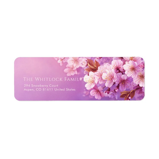 Textured Purple Pink Blossom Botanical Label (Front)