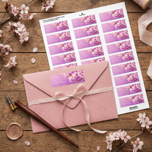 Textured Purple Pink Blossom Botanical Label