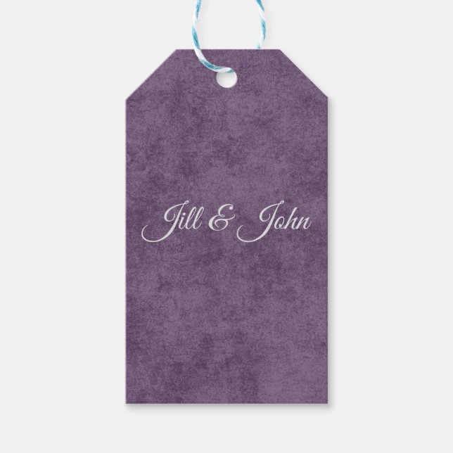 Textured Purple Wedding Favor Tag (Front)