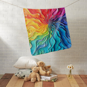 Textured Rainbow Swirl Art Baby Blanket