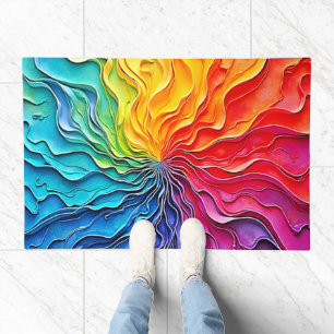 Textured Rainbow Swirl Art Doormat