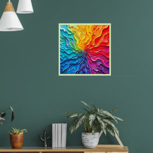 Textured Rainbow Swirl Art Poster