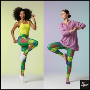 Textured Rectangular Basketweave Green Primary Leggings