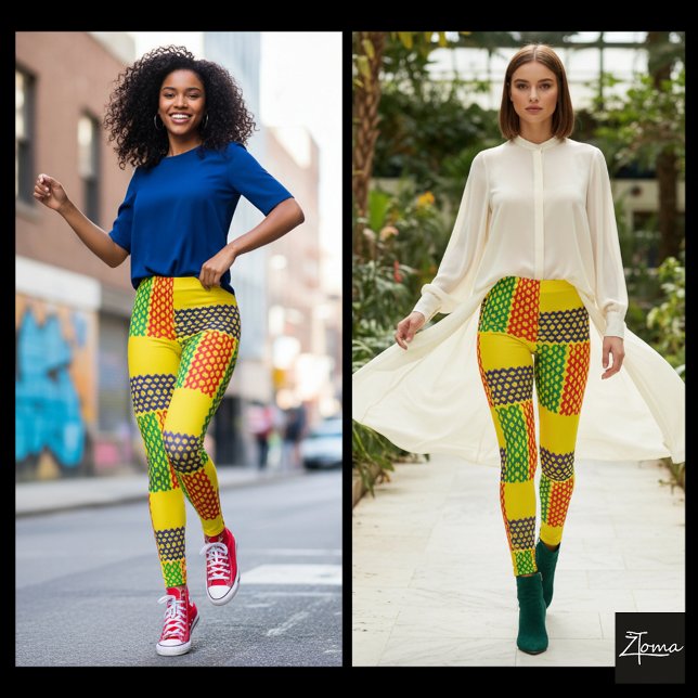 Textured Rectangular Basketweave Yellow Primary Leggings (Creator Uploaded)