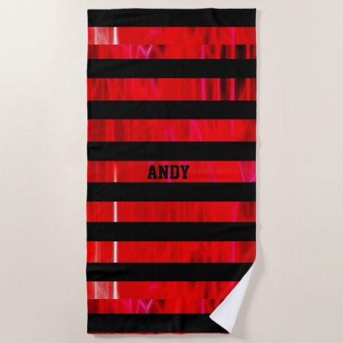 Textured red and black stripes beach towel