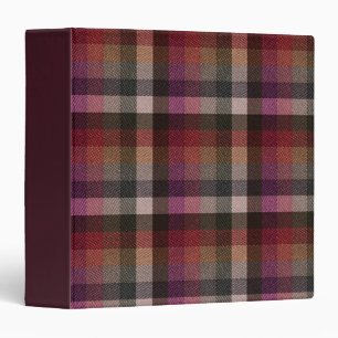 Textured red, gray, raspberry checkered. 3 ring binder
