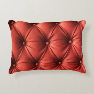 Textured Red Leather: Detailed Material Close-Up Accent Pillow