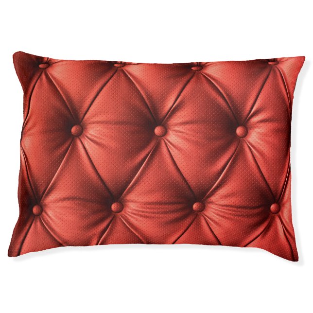 Textured Red Leather: Detailed Material Close-Up Pet Bed (Front)