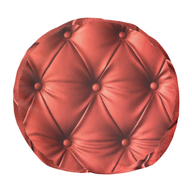 Textured Red Leather: Detailed Material Close-Up Pouf (Bottom)