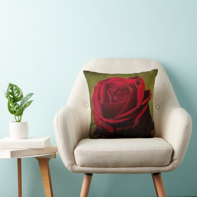 Textured Red Rose Pillow (Chair)