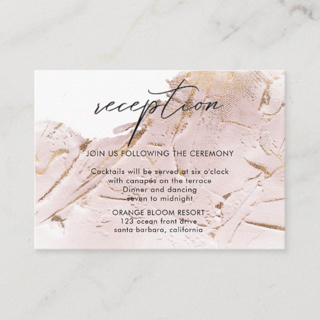 textured rose gold faux foil Reception Enclosure Card (Front)