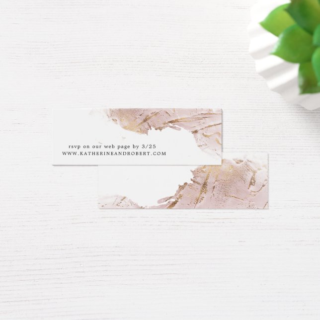 textured rose gold faux foil Wedding Website Card (Desk)