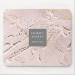 textured rose gold modern monogram Mouse pad<br><div class="desc">beautiful textured faux rose gold foil background with modern monogram on a gray rectangle holder for your modern wedding. easy to customize with your own monograms and date</div>