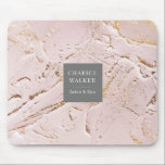 textured rose gold modern monogram Mouse pad<br><div class="desc">beautiful textured faux rose gold foil background with modern monogram on a gray rectangle holder for your modern wedding. easy to customize with your own monograms and date</div>