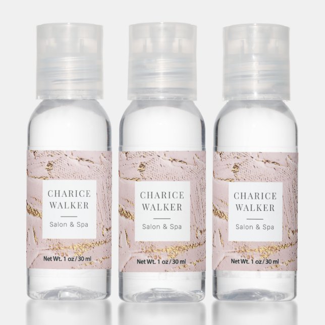 textured rose gold monogram salon spa hand sanitizer (Set)
