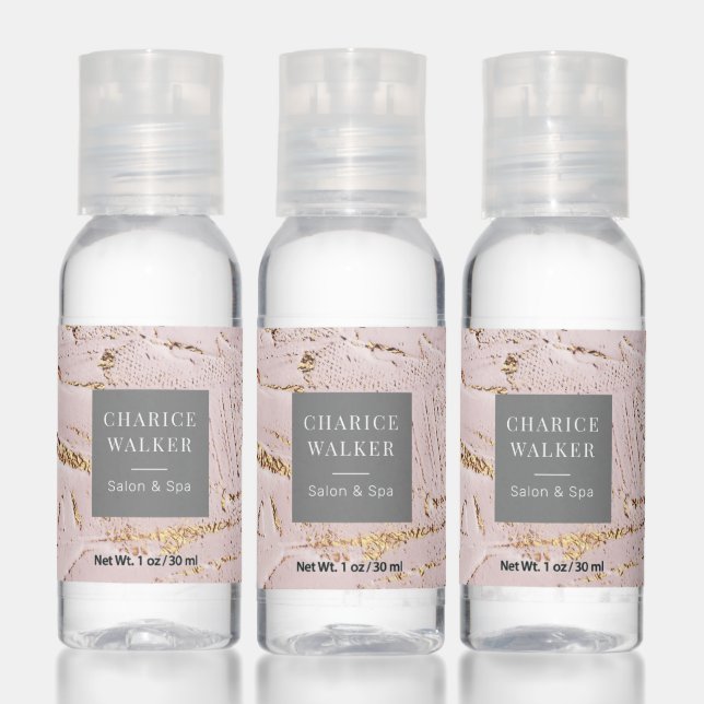 textured rose gold monogram salon spa hand sanitizer (Set)