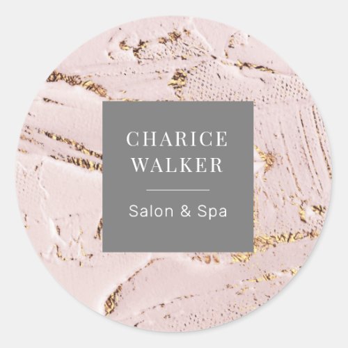 textured rose gold salon and spa monogram classic round sticker