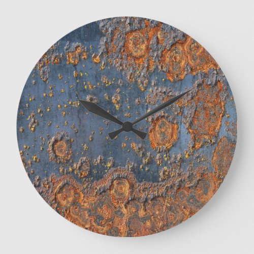 Textured rusted metal background large clock
