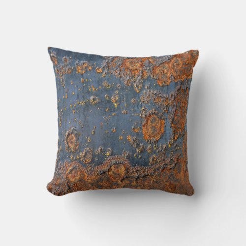 Textured rusted metal background throw pillow
