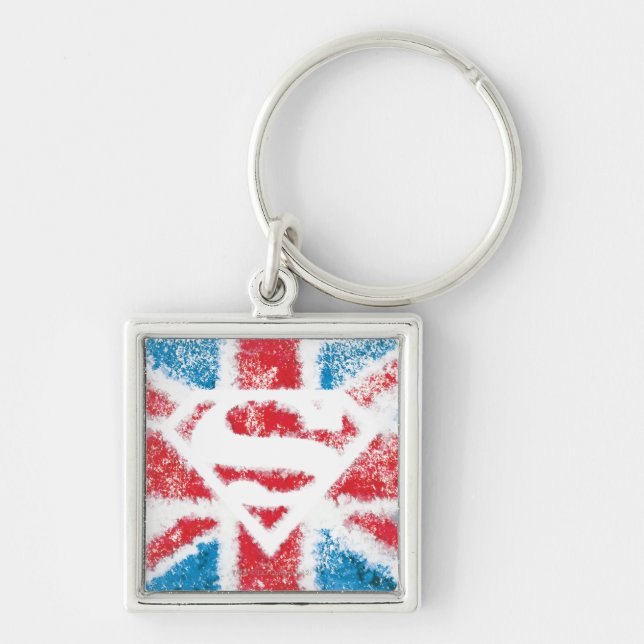 Textured S-Shield Over Flag Keychain (Front)