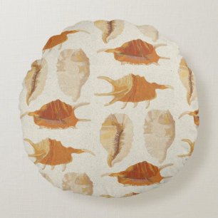 Textured Seashells Round Pillow