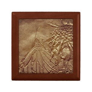 Textured Sepia Brown Butterfly Art Jewelry Box