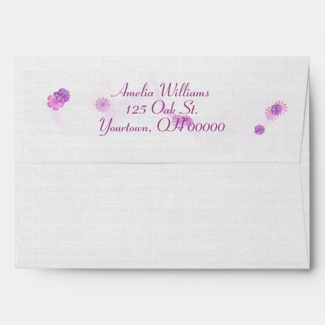 textured soft gray with pink gingham envelope (Back (Top Flap))