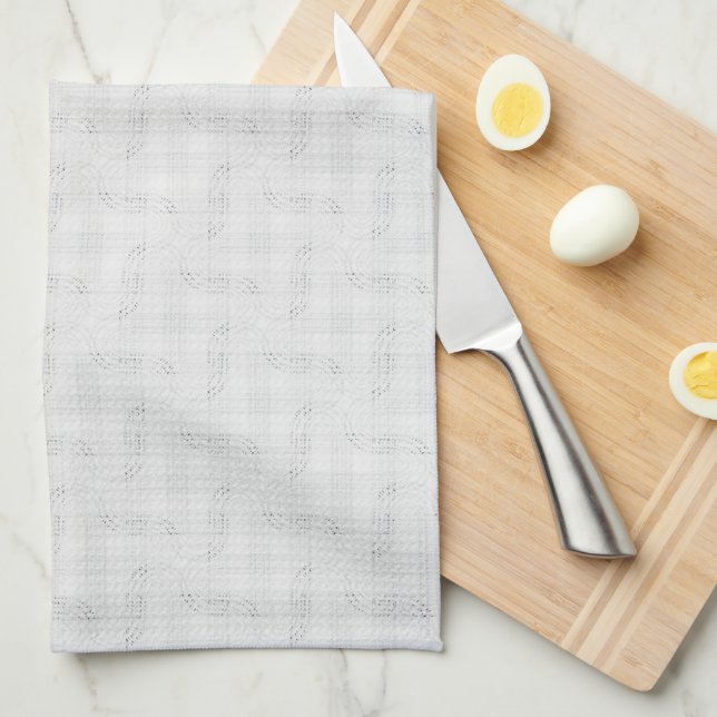 Textured solid white.  kitchen towel (Quarter Fold)