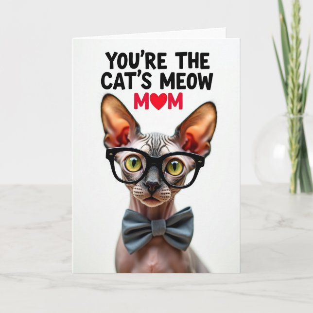 Textured Sphynx Cat Mom Card (Front)