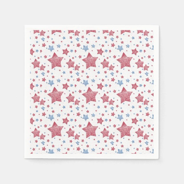 Textured Stars 4th of July Celebration  Napkins (Front)