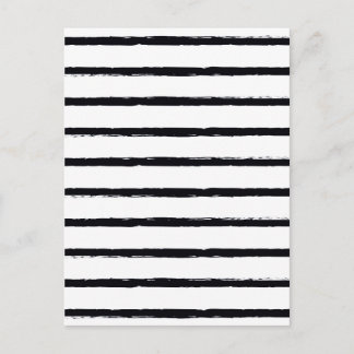 Textured Stripes Black White Rough Lines Pattern Postcard