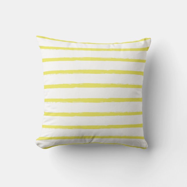 Textured Stripes Lines Bright Sun Yellow Modern Throw Pillow (Front)