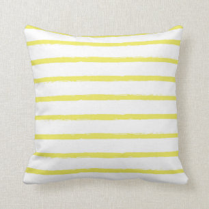 Textured Stripes Lines Bright Sun Yellow Modern Throw Pillow