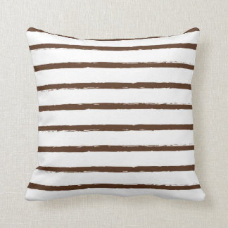 Textured Stripes Lines Brown Modern Deckled Throw Pillow