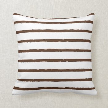 Textured Stripes Lines Brown Modern Deckled Throw Pillow by DifferentStudios at Zazzle