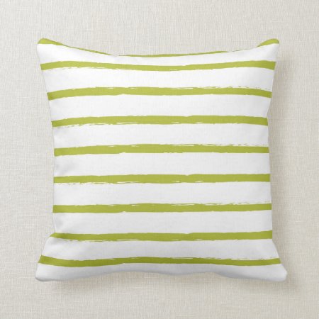 Textured Stripes Lines Chartreuse Green Modern Throw Pillow